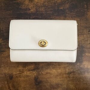 Coach Cream Clutch with Gold Accent